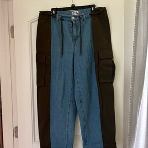 Women's Denim and Brown Cargo Jeans